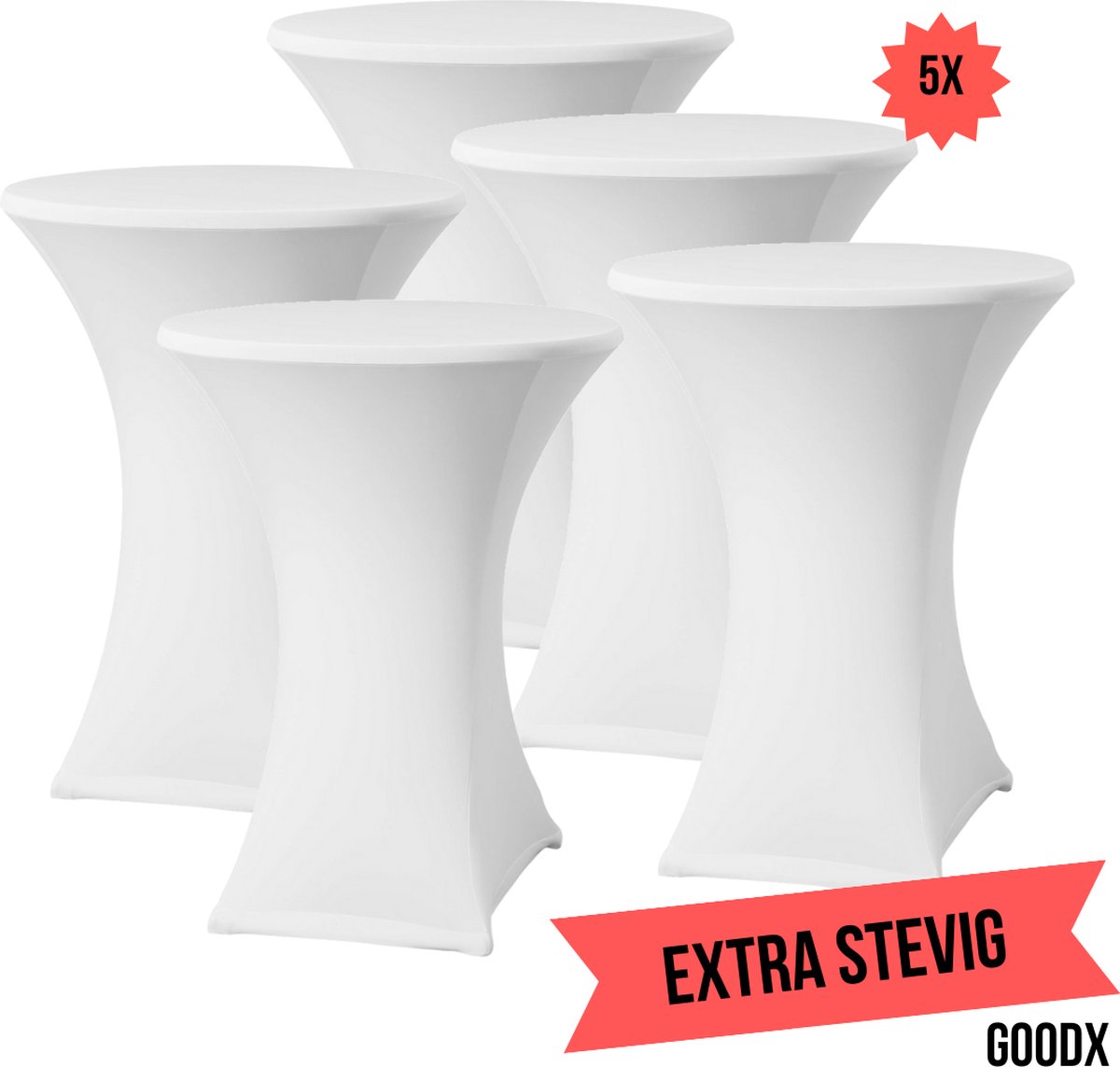   Statafelrok Wit 5 stuks – ∅80-85 x 110 cm – Stretch 5 stuks –   voor Statafel - Geschikt voor feesten en partijen | Sta Tafel Hoes | Staantafelhoes | Cocktailparty